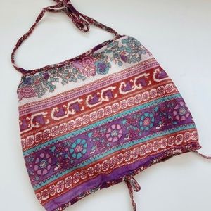 Sheer bralette festival crop top, Women's see through block print triangle crop